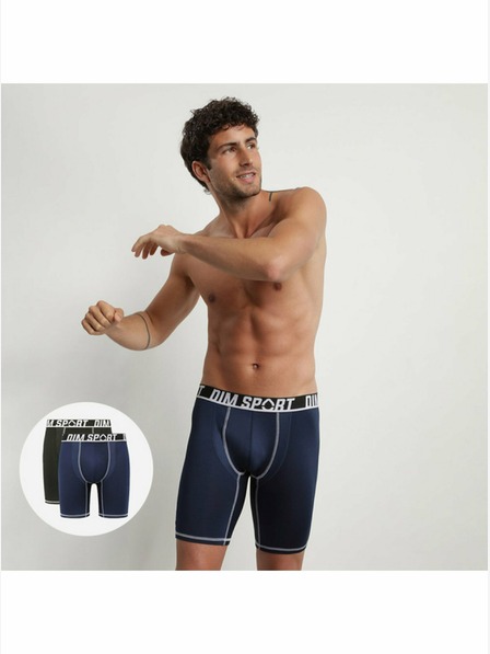 DIM Komplet od dvije muške sportske boksačice u crnoj i tamno plavoj boji DIM SPORT LONG BOXER 2x