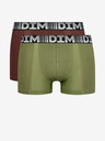 DIM Komplet od dvije muške bokserice zelene i tamno smeđe boje DIM COTTON 3D FLEX AIR BOXER 2x