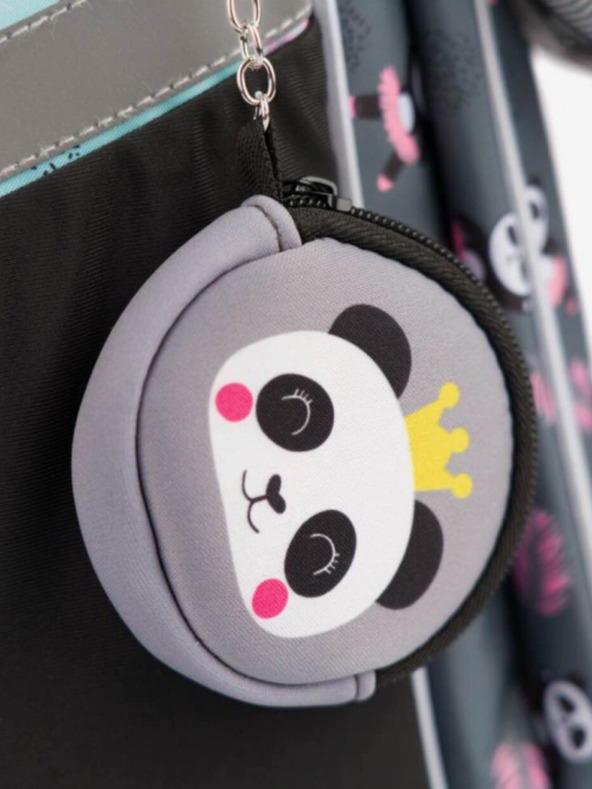 BAAGL  Siva školska torba panda Baagl na patentni zatvarač