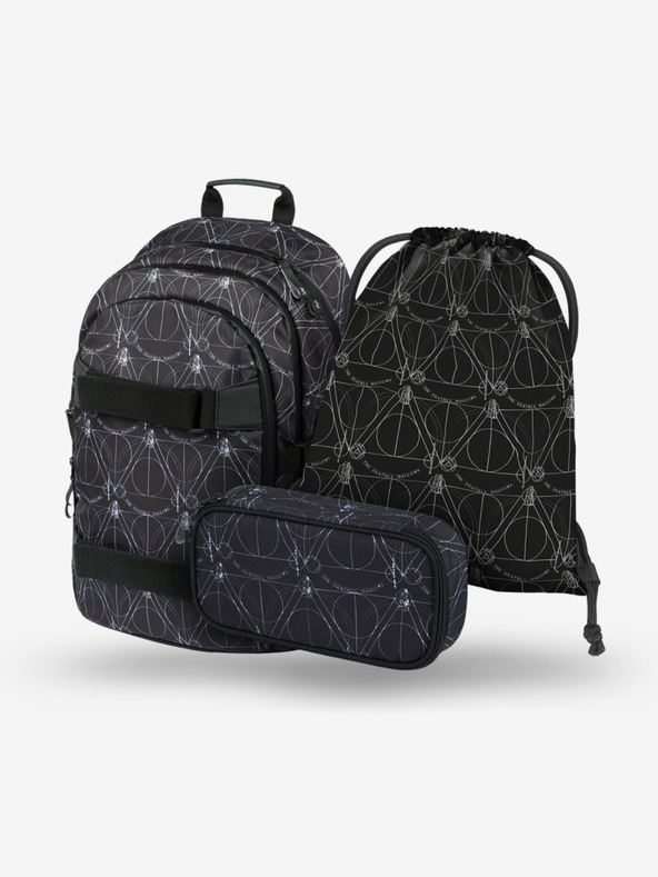 BAAGL  Crni školski set - ruksak, etui, torba Baagl Skate Harry Potter Deathly Hallows