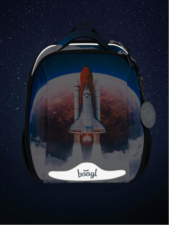 BAAGL  Plavi školski set - aktovka, pernica, torba Baagl Shelly Space Shuttle