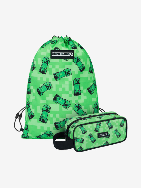 BAAGL  Zeleni školski set - pernica, torba Baagl Minecraft 2 Creeper