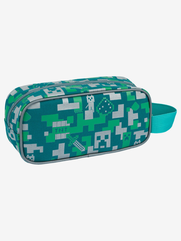 BAAGL  Zeleni školski set - pernica, torba Baagl Minecraft 2 Silver Creeper