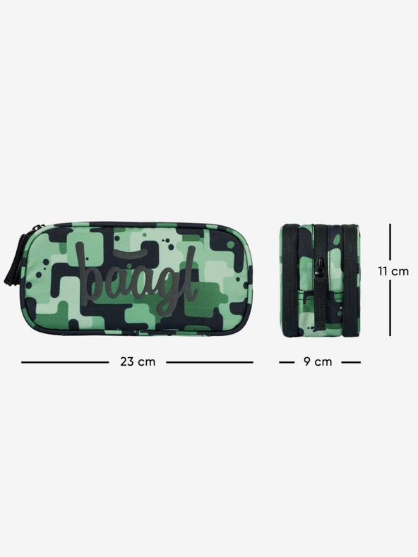 BAAGL  Crni školski set - ruksak, pernica, torba Baagl Coolmate Green