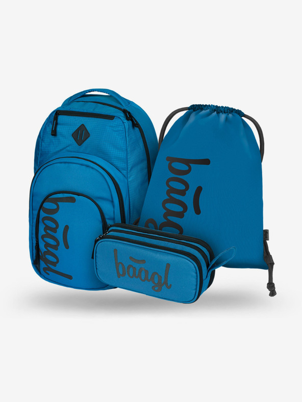BAAGL  Plavi školski set - ruksak, pernica, torba Baagl Coolmate Ocean Blue