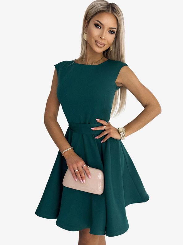 numoco Lepršava haljina s malim rukavima - Green Numoco