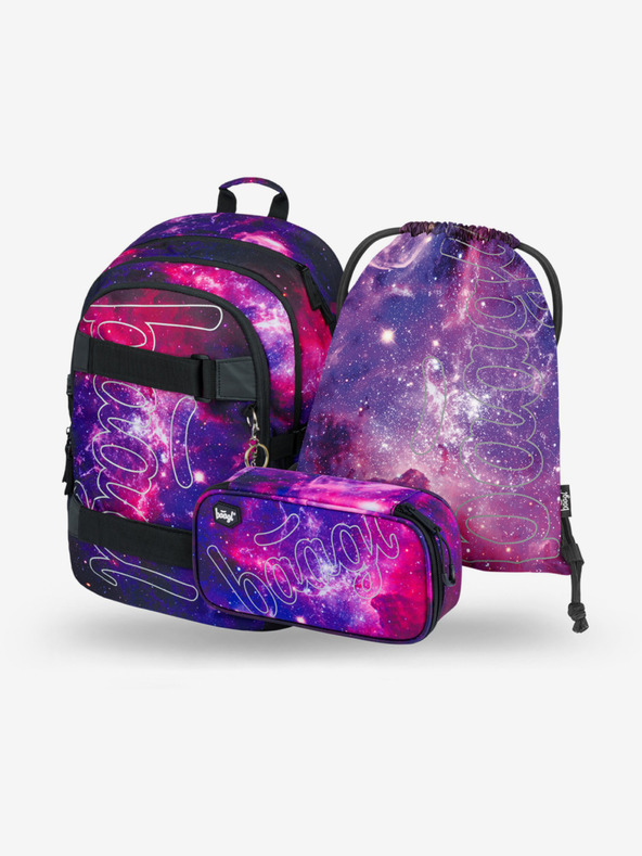 BAAGL  Ljubičasta 3 kompleta skate galaxy: ruksak, pernica, Baagl torba