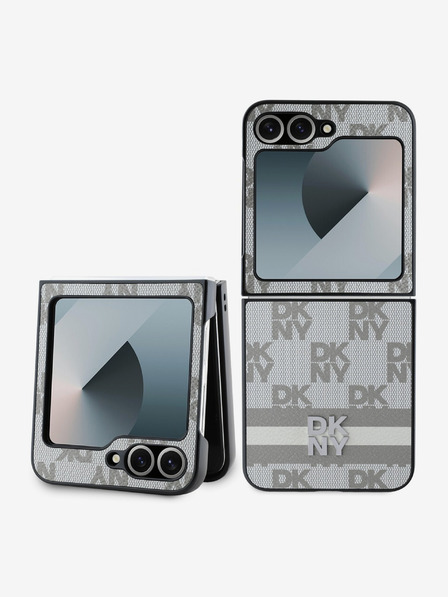 DKNY DKNY PU kožna stražnja maska ​​s kariranim uzorkom i prugama za Samsung Galaxy Z Flip 6 bež