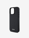 DKNY DKNY PU kožna srebrna metalna stražnja maska ​​Magsafe s logotipom za iPhone 16 Pro Max crna