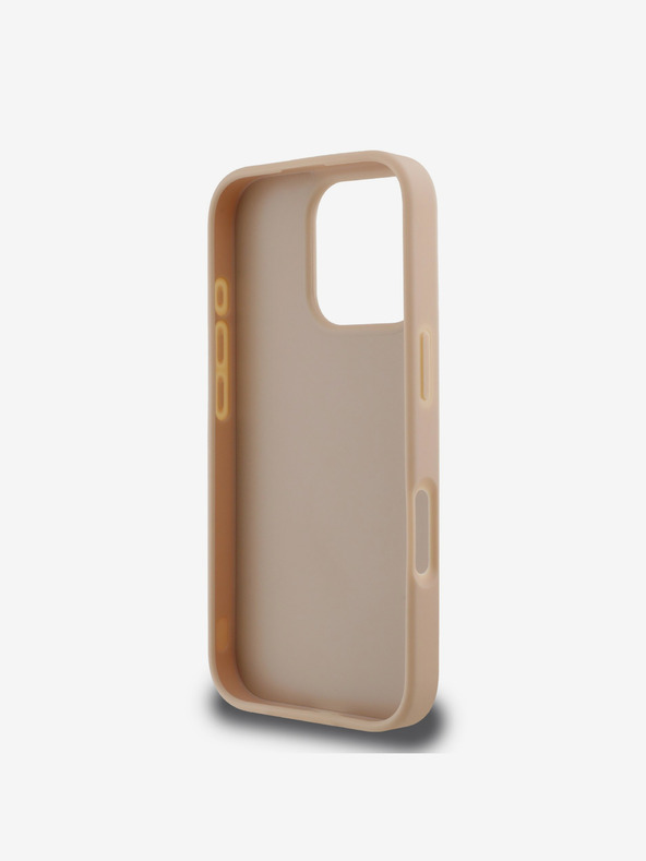 DKNY DKNY PU kožna stražnja maska ​​s kariranim uzorkom i prugama za iPhone 16 Pro, ružičasta