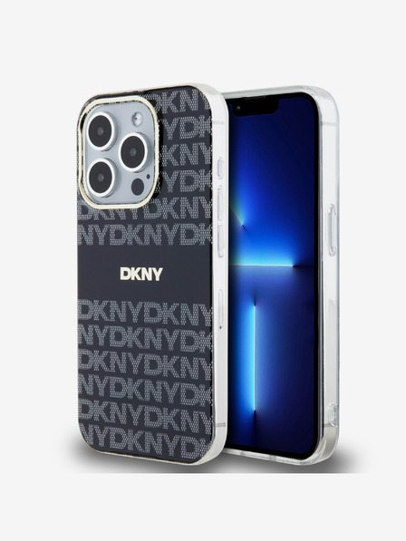 DKNY PC/TPU ponavljajući uzorak Tonal Stripe Magsafe stražnja maska ​​za iPhone 13 Pro Max crna DKNY