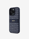 DKNY DKNY PU kožna stražnja maska ​​s ponavljajućim uzorkom u tonskim prugama za iPhone 16 Pro Max plava