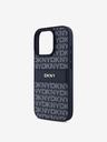 DKNY DKNY PU kožna stražnja maska ​​s ponavljajućim uzorkom u tonskim prugama za iPhone 16 Pro plava