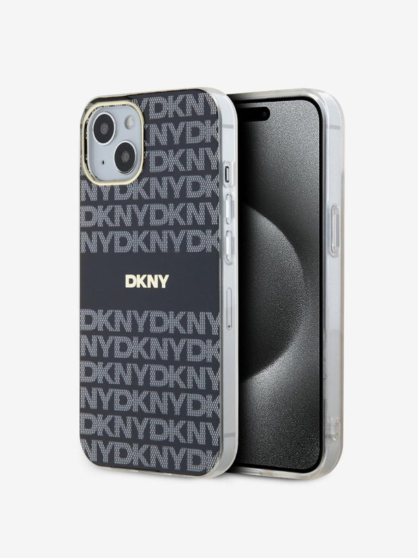 DKNY PC/TPU ponavljajući uzorak Tonal Stripe Magsafe stražnja maska ​​za iPhone 14 crna DKNY
