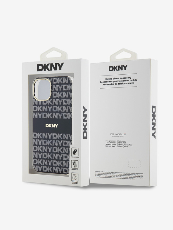 DKNY PC/TPU ponavljajući uzorak Tonal Stripe Magsafe stražnja maska ​​za iPhone 14 crna DKNY