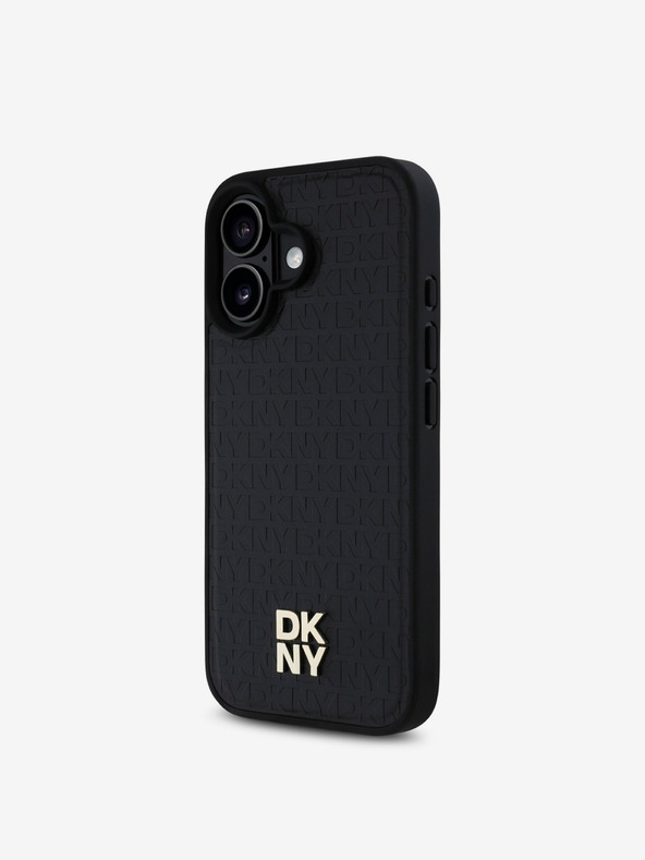DKNY DKNY PU kožna ponovljena šara logotipa MagSafe stražnja maska ​​za iPhone 16 Plus crna