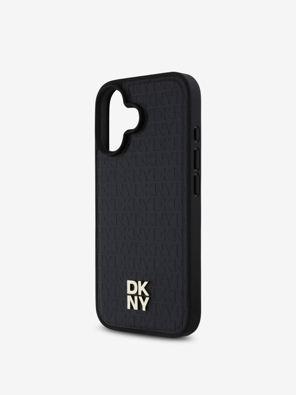 DKNY DKNY PU kožna ponovljena šara logotipa MagSafe stražnja maska ​​za iPhone 16 Plus crna
