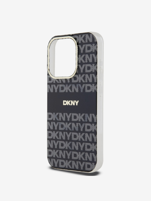 DKNY PC/TPU ponavljajući uzorak Tonal Stripe Magsafe stražnja maska ​​za iPhone 14 Pro crna DKNY