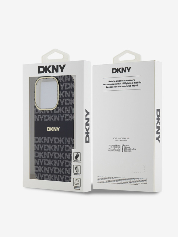 DKNY PC/TPU ponavljajući uzorak Tonal Stripe Magsafe stražnja maska ​​za iPhone 14 Pro crna DKNY