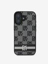 DKNY DKNY PU kožna stražnja maska ​​s kariranim uzorkom i prugama za iPhone 16 crna