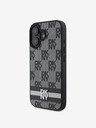 DKNY DKNY PU kožna stražnja maska ​​s kariranim uzorkom i prugama za iPhone 16 crna