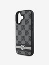 DKNY DKNY PU kožna stražnja maska ​​s kariranim uzorkom i prugama za iPhone 16 crna