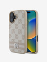 DKNY DKNY PU kožna stražnja maska ​​s kariranim uzorkom i prugama za iPhone 16, ružičasta