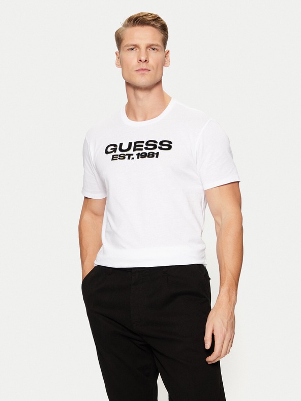 Guess Jeans Muška bijela majica s natpisom G011 Guess jeans