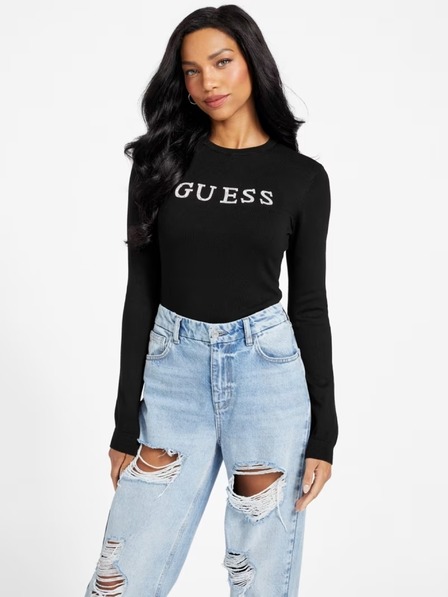 Guess Jeans Ženski crni pulover jblk Guess jeans