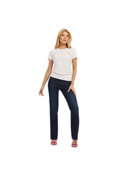 Guess Jeans Ženski svijetlo ružičasti top mini triangle logo Guess jeans