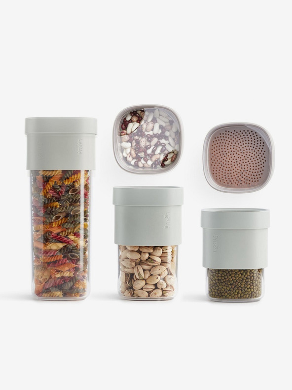 Lékué Set od tri posude za pohranu suhe hrane u svijetloplavom Lékué Flip Storage Setu