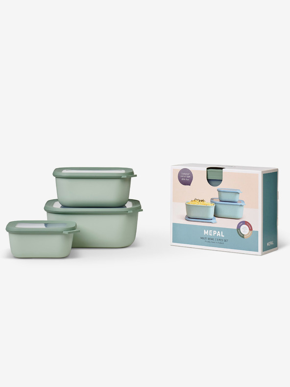 Mepal Svijetlo zeleni set posuda Mepal Cirqula Rectangular 750 +1500 + 3000 ml