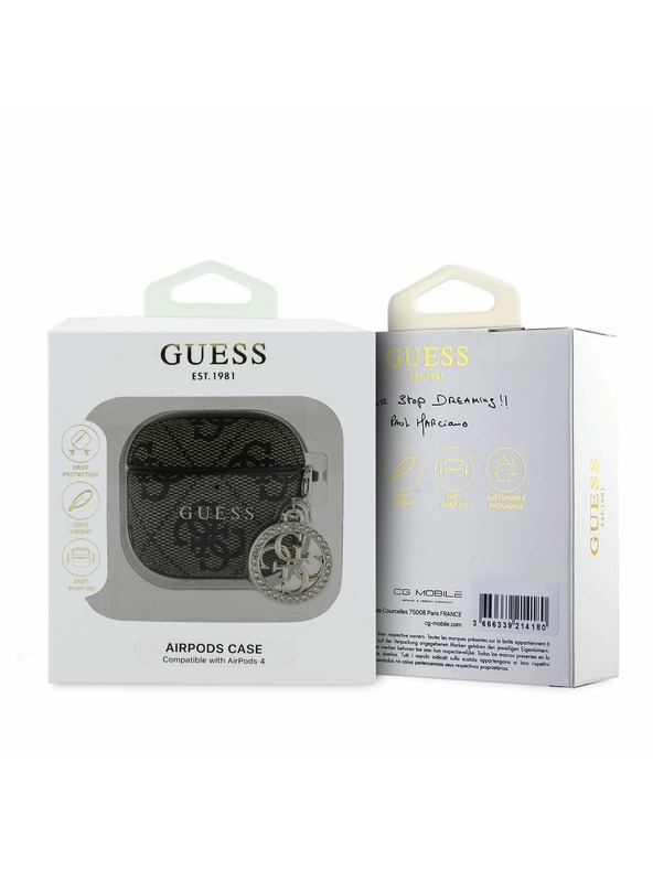 Guess Guess 4G Script PC/PU Charm Futrola za AirPods 4 Smeđa