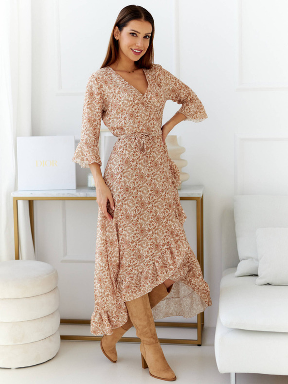 Edoti Bež ženska cvjetna haljina Edoti