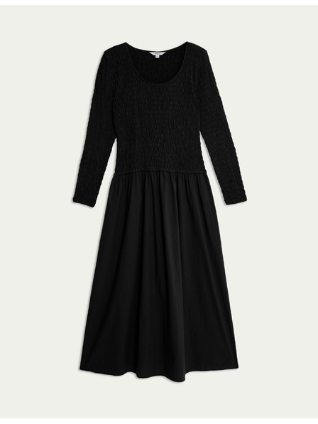 Marks & Spencer Marks & Spencer crna midi haljina spuštenog struka od čistog pamuka