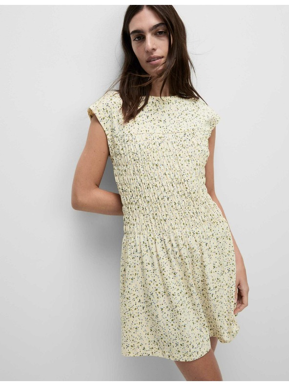 Marks & Spencer Meke naborane midi haljine od čiste pamučne tkanine Marks & Spencer krem