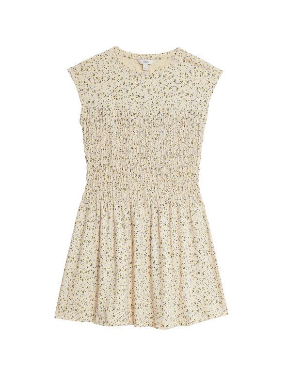 Marks & Spencer Meke naborane midi haljine od čiste pamučne tkanine Marks & Spencer krem