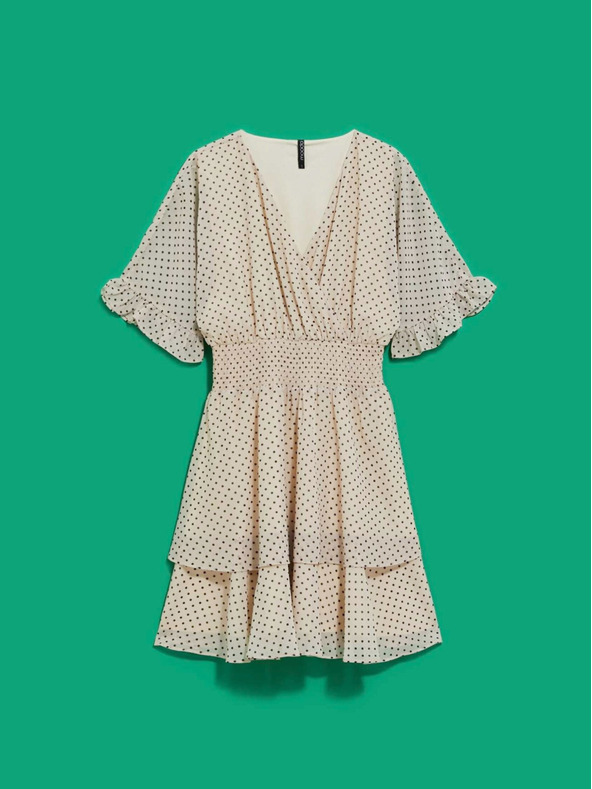 Moodo Crna i bež ženska točkasta haljina marke Moodo