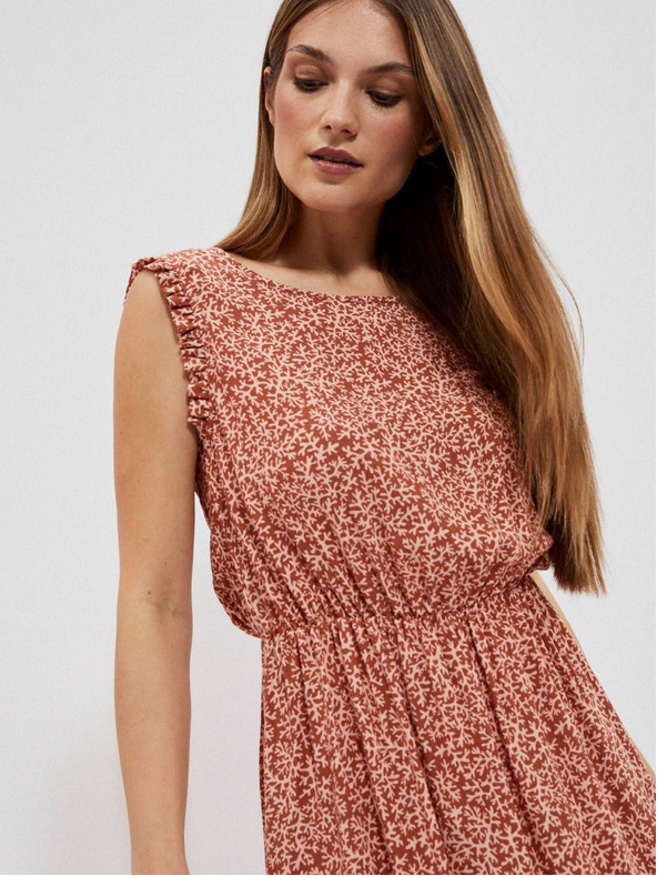 Moodo Bež-smeđa ženska Moodo haljina s uzorkom