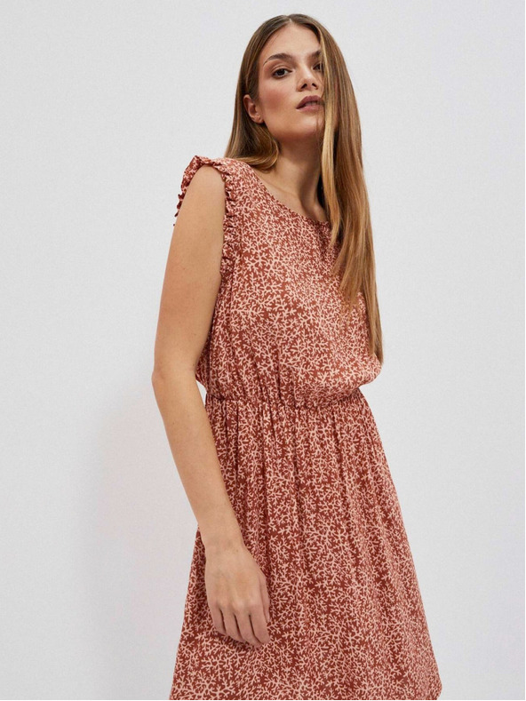 Moodo Bež-smeđa ženska Moodo haljina s uzorkom