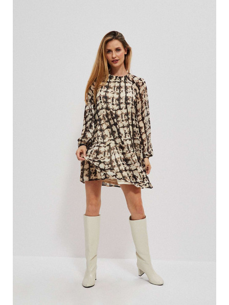 Moodo Smeđe-bež ženska Moodo haljina s uzorkom