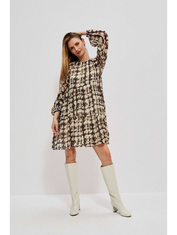 Moodo Smeđe-bež ženska Moodo haljina s uzorkom