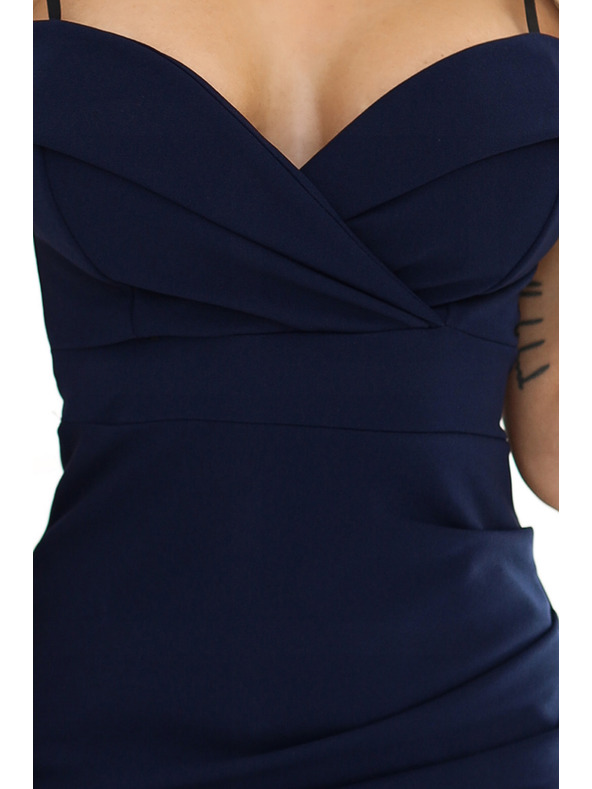 numoco CALLIE Midi haljina s otkrivenim ramenima i dekolteom - tamno plava boja