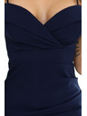 numoco CALLIE Midi haljina s otkrivenim ramenima i dekolteom - tamno plava boja
