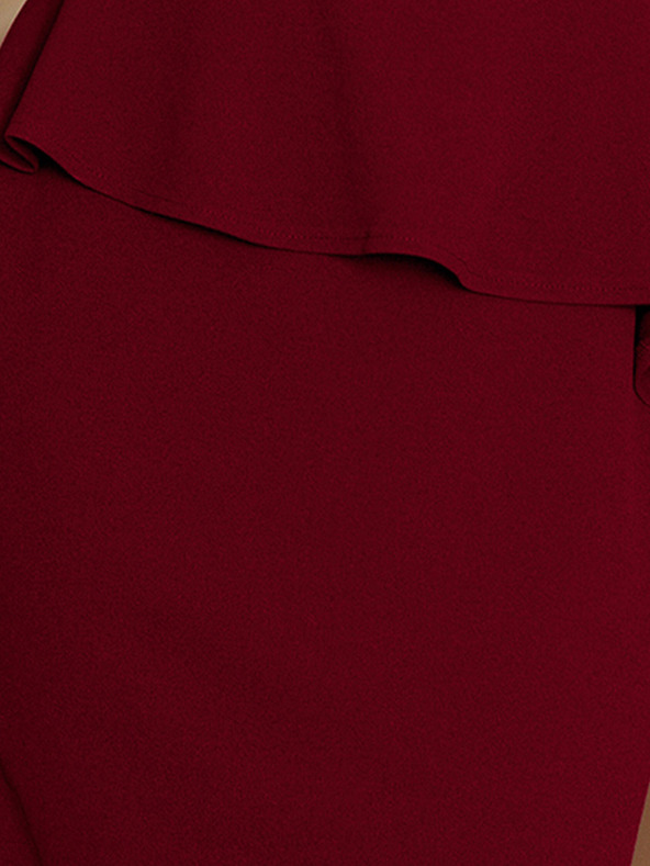 numoco Elegantna midi haljina s volanima - bordo boja Numoco