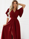 numoco Wine ženska duga haljina s prorezom, rukavima i dekolteom marke Numoco