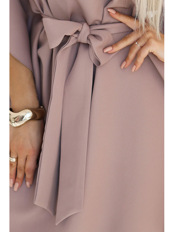 numoco Bež ženska leptir haljina s vezicom u struku marke Numoco