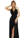 numoco Crna ženska duga satenska haljina s dekolteom i prorezom marke Numoco