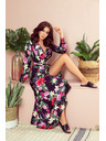 numoco Crna ženska duga cvjetna haljina s volanom i dekolteom marke Numoco