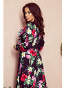 numoco Crna ženska duga cvjetna haljina s volanom i dekolteom marke Numoco